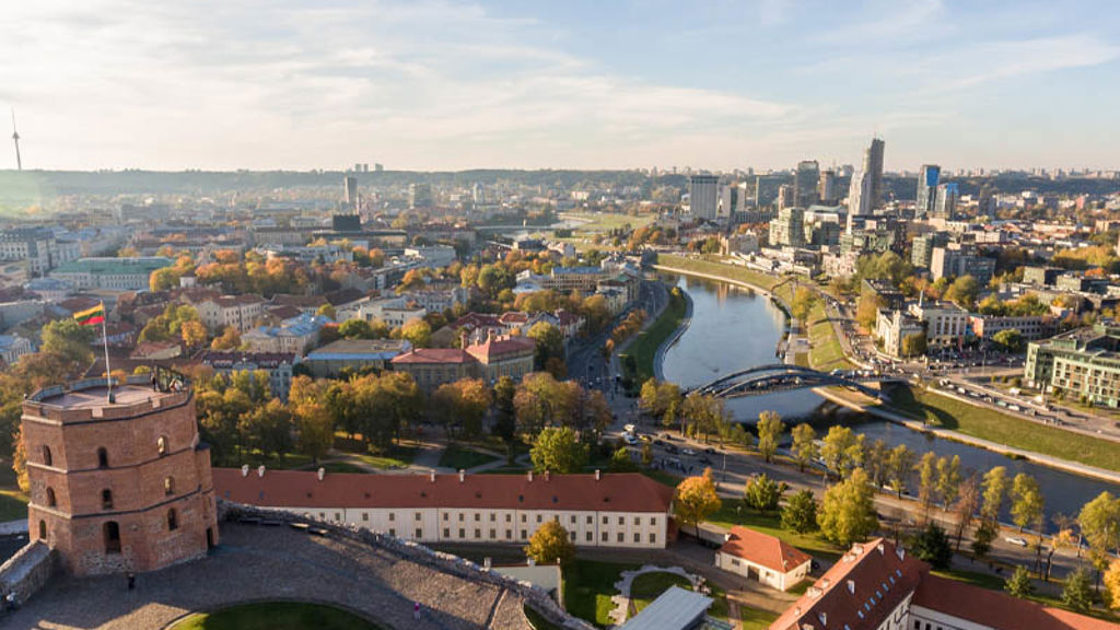 An aerial view of Vilnius city centre